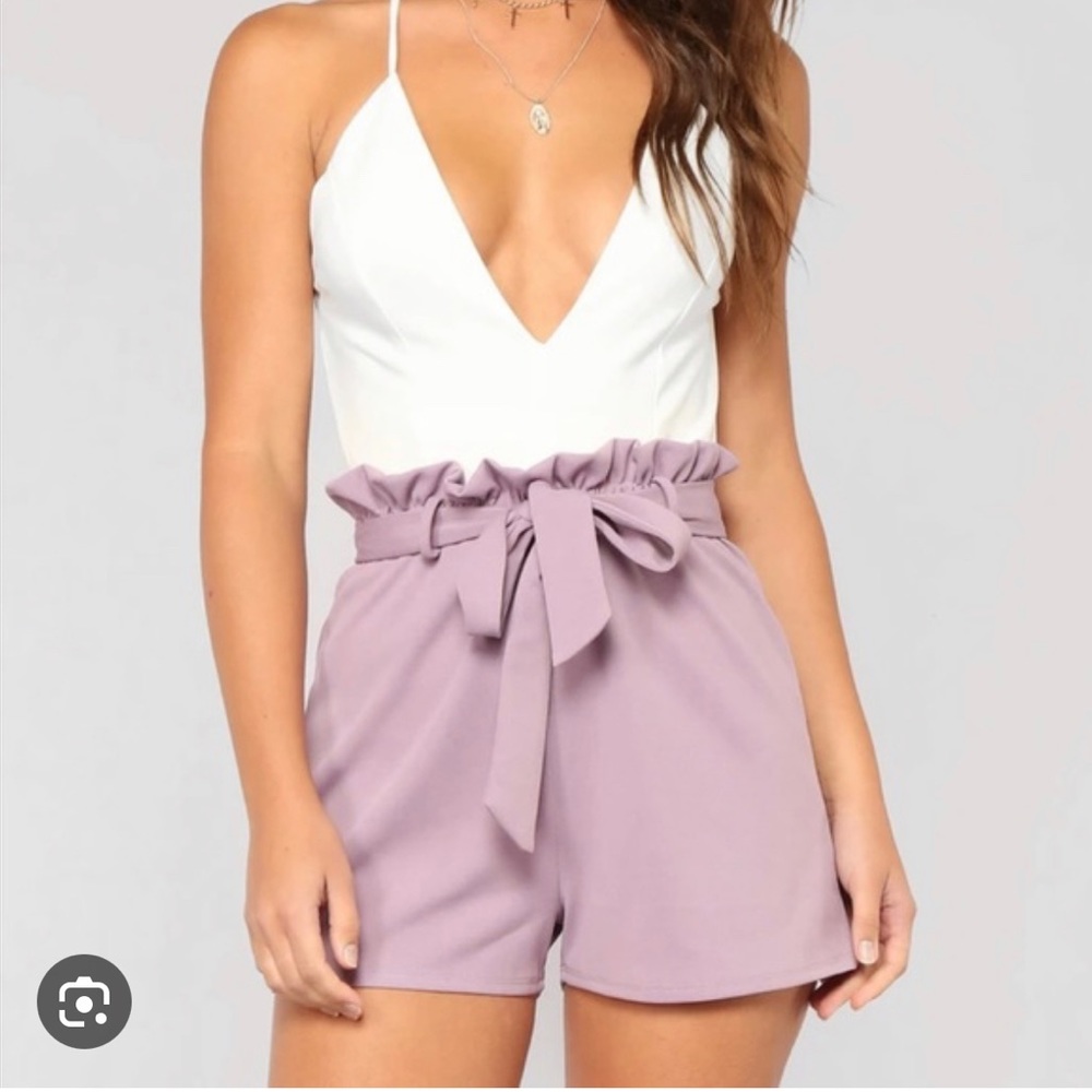 Lavender and White Romper